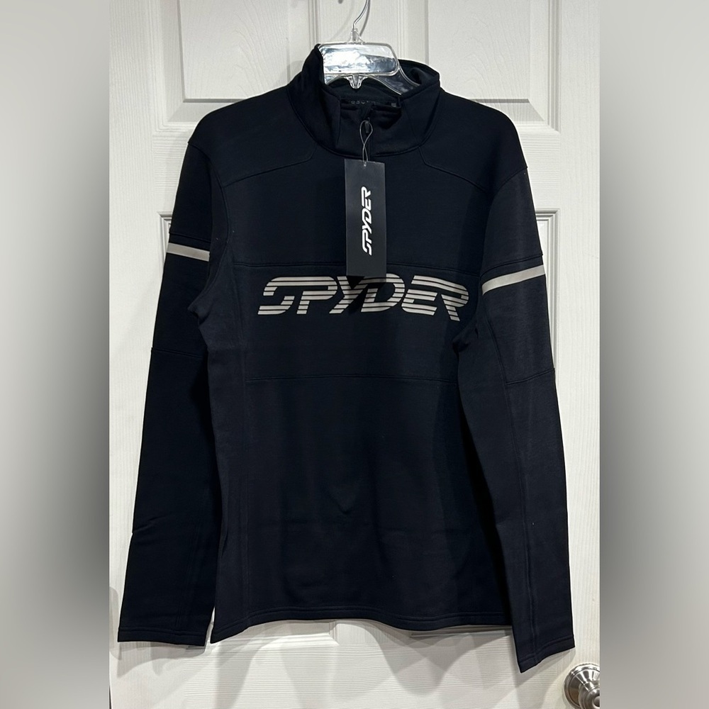Spyder Mens M Medium Speed Fleece Half Zip Fleece Jacket Black NWT
